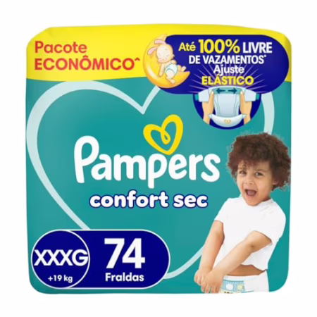 Fralda Pampers Confort Sec Tamanho XXXG 74 Unidades