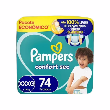 Fralda Pampers Confort Sec XXXG com 74 tiras