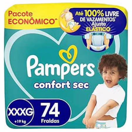 Fralda Pampers Confort Sec XXXG com 74 Unidades