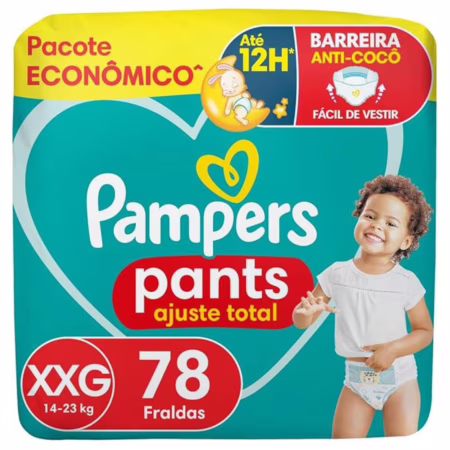 Fralda Pampers Pants Ajuste Total tamanho XXG, Fácil de Vestir, 78 Unidades