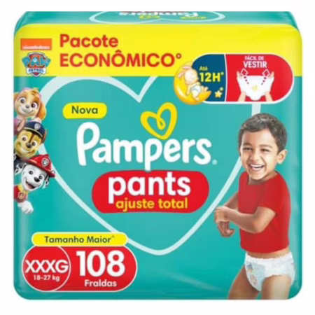 Fralda Pampers Pants Ajuste Total XXXG 108 Unidades • A