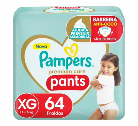 Fralda Pampers Premium Care Pants XG 64 unidades