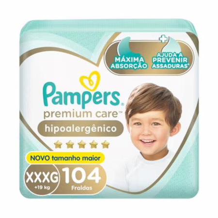 Fralda Pampers Premium Care Tamanho XXXG 104 Unidades
