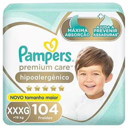 Fralda Pampers Premium Care XXXG com 104 Unidades