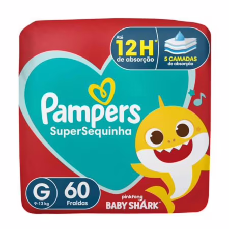 Fralda Pampers SuperSequinha Baby Shark G C/60