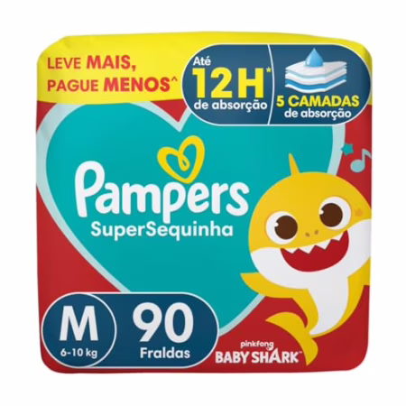 Fralda Pampers Supersequinha M 90 Unidades