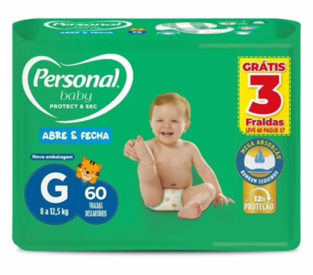 Fralda Personal Baby Protect & Sec G 60 unidades