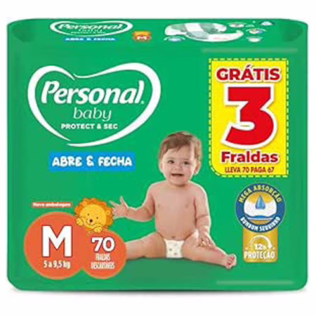 Fralda Personal Baby Protect&Sec M com 70 unidades