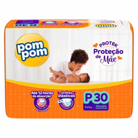 Fralda Pom Pom Protek Proteção de Mãe P com 30 Unidades