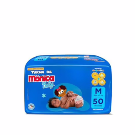 Fralda Turma da Mônica Baby Mega M 50 Unidades • A