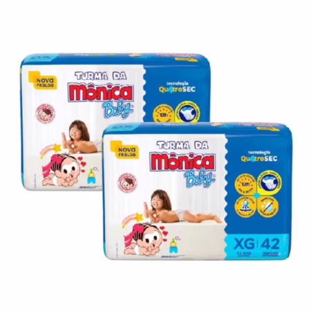 Fralda Turma da Mônica XG 84 Unidades - 2 Pacotes com 42