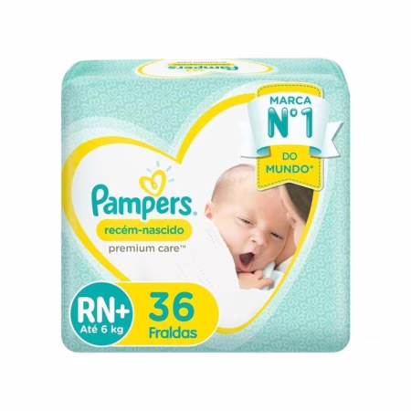 Fraldas Pampers Premium Care Recém-Nascido RN+ 36 Unidades