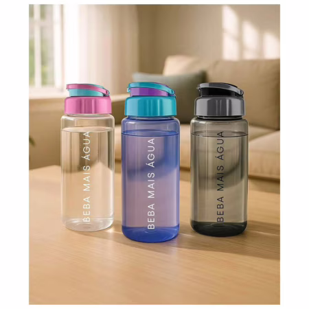 Garrafa Squeeze TIBA Atenas Decorada 500 ml com Alça Lilas/Azul
