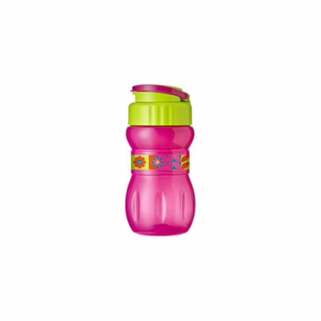 Garrafa Squeeze TIBA Infinity Decorada 350 ml Rosa com Verde Neon