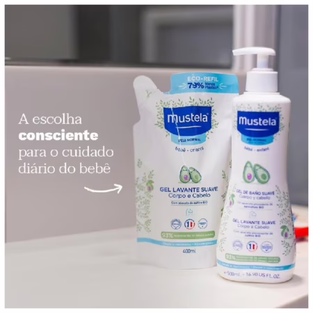 Gel Lavante Suave Mustela Bebê com Abacate Orgânico, 400ml - Refil