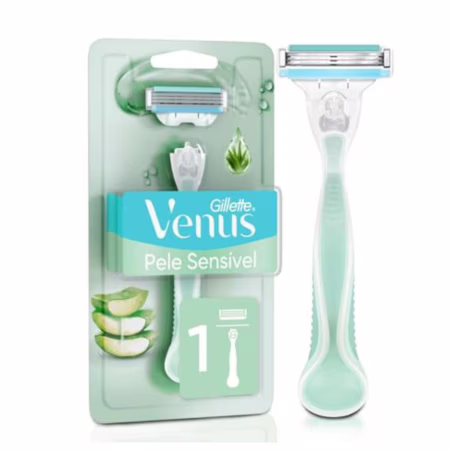 Gillette Venus Pele Sensível Aparelho de Depilar Recarregável com Aloe Vera, 1 Unidade