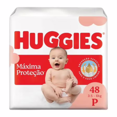 Huggies Fralda Descartável Máxima Proteção P - 48 Un