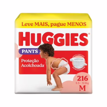Huggies Fralda Pants Descartável Proteção Acolchoada M 216 fraldas