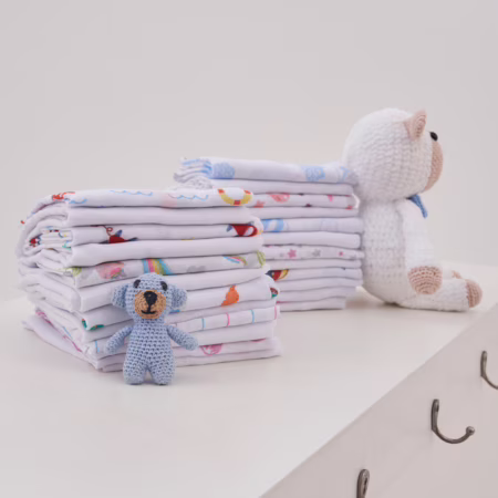 Kit 10 Pano De Boca Fraldinha Luxo Estampada 35x35cm Comum Pacote 100% Algodão