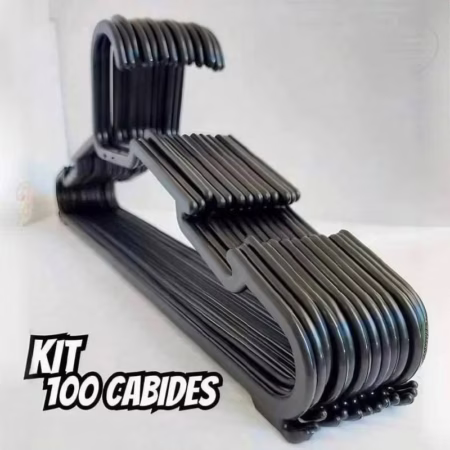 🚨 Kit 100 Cabide Adulto Preto Organizador Roupa Reforçado Preto