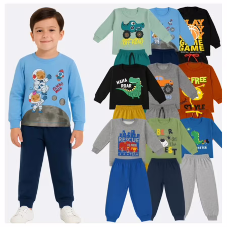 Kit 2 conjuntos em Moletom Menino (Tam. 1 ao 8)