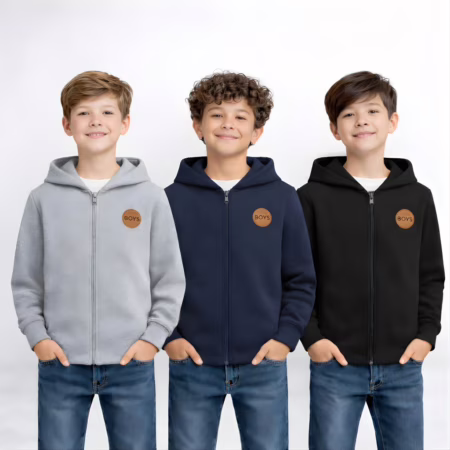 Kit 2 Jaquetas de Moletom Infantil Menino com Capuz e Zíper Inverno 2 ao 12 Anos Cores Sortidas