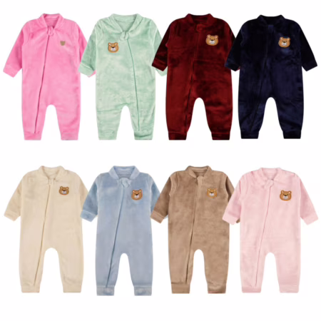 Kit 2 Macacões Infantil Peluciado em Fleece com Ziper Manga Longa