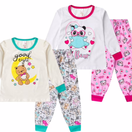 Kit 2 Pijamas Infantil Menina Algodão