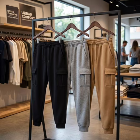 Kit Com 3 Calças Cargo Moletom Menino Estilo Tendência (2 a 16 anos)