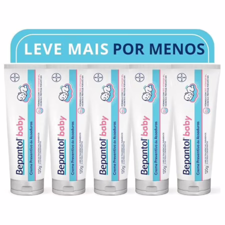Kit com 5 Pomadas Bepantol Baby Assadura Bebê, 120g cada