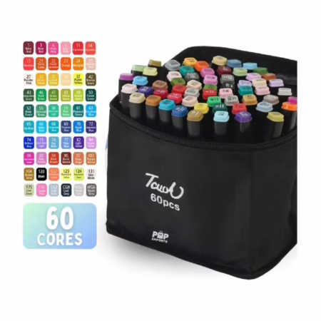 💎 Kit de Canetas Marcador Lupita Ponta Dupla para Desenho e Pintura (60 Cores)