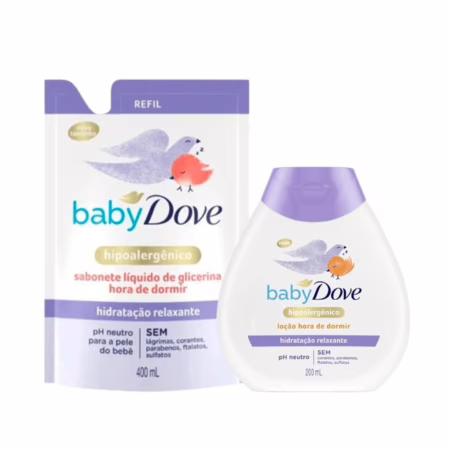 Kit Infantil Dove Hidratação Relaxante Sabonete Líquido Refil 400ml + Loção Hidratante 200ml - Hora de Dormir