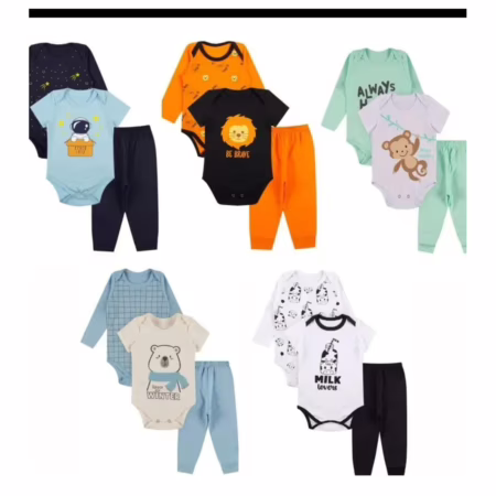 Kit Roupa De Bebe 9 Peças Body E Calça Algodão De Menino