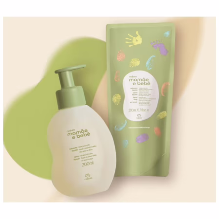Kit Sabonete Líquido da Cabeça aos Pés Mamãe e Bebê 200ml + Refil 200ml