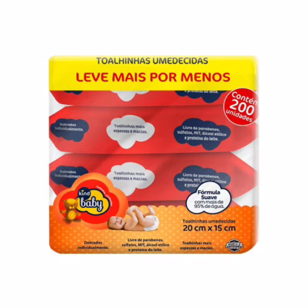 Kit Toalhas Umedecidas Kind Baby 200 unidades
