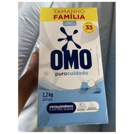 Lava-Roupas em Pó Omo Puro Cuidado Caixa 2,2kg Tamanho Família