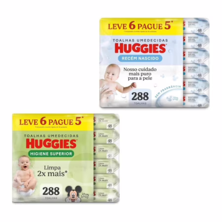 Lenços Umedecidos Huggies 288 lenços (6 pacotes com 48 unidades cada)