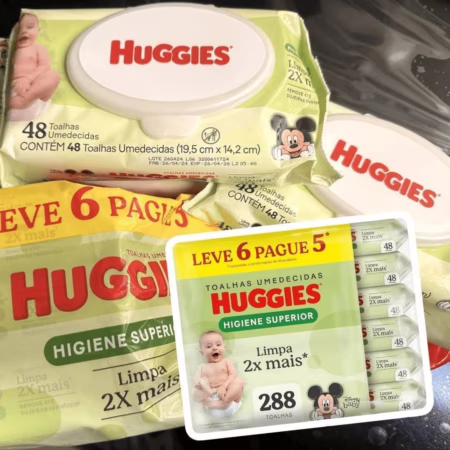Lenços Umedecidos Huggies Max Clean 288 lenços (6 pacotes com 48 unidades cada)
