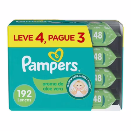 Lenços Umedecidos Pampers Aroma de Aloe Vera 192 Unidades