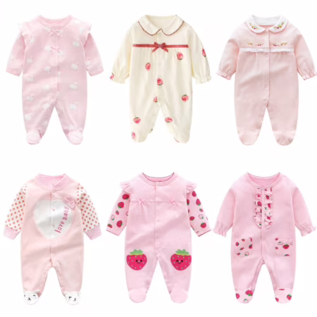 🔥 Macacão De Algodão Para Bebês De Manga Comprida Baby Girl Roupas Recém-Nascidos Itens 0-18M