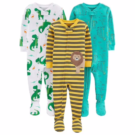 Macacão de dormir para bebês Pijama de algodão com pés justos Simple Joys by Carter'sMeninos