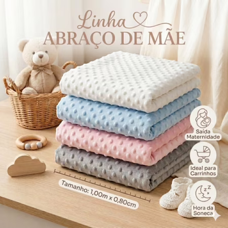 Manta Bebe Cobertor Pipoquinha 1,00m x 0,80cm Menino Menina Macia e Antialergica