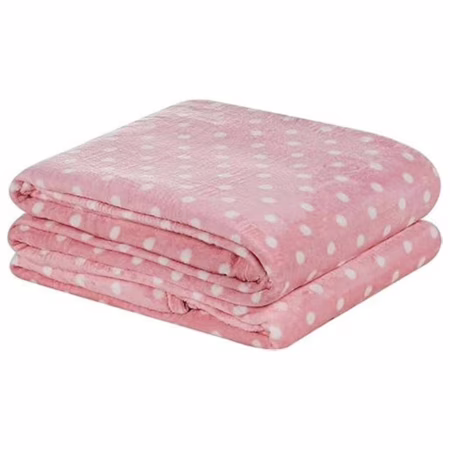Manta Flannel Poá Bebe 1,30 m x 90 cm (Rose)