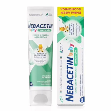 😍 Nebacetin Baby Prevenção Pomada Contra Assaduras 120g Pele Macia Hidratada e Saudável, Para Peles Sensíveis e Delicadas do Bebê