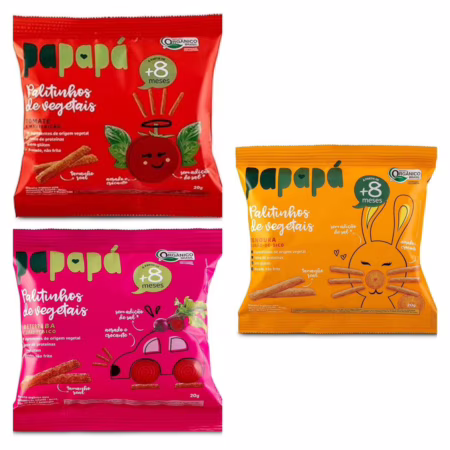 Palitinho de Vegetais Infantil Orgânico, 20g - 3 Opçoes de sabores