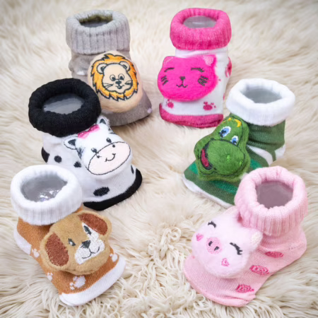 Pantufas de Bichinhos Para Bebês Até 12 Meses - Vários Modelos