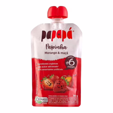 🍓 Papapá Papinha Infantil Orgânica Morango & Maçã 100g