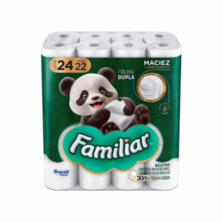 Papel Higiênico Folha Dupla Bracell Familiar 24 Rolos 30m