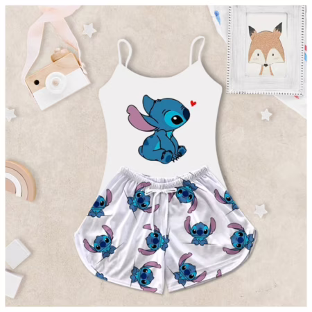 Pijama Infantil Baby Doll Camisa Alcinha Estampa Stitch (Tam. 4 a 12 Anos, 2 Estampas)