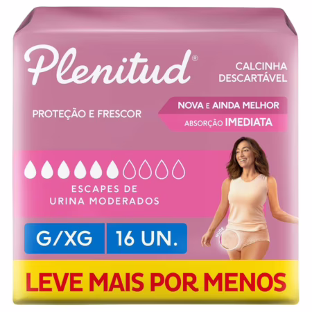 Roupa Íntima Plenitud Active Mulher G/XG 16 unidades